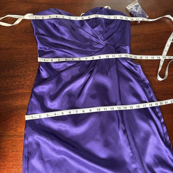 David's‎ Bridal Purple Satin Strapless Maxi Dress Sz 6 Bridesmaid Wedding Prom - Picture 7 of 11